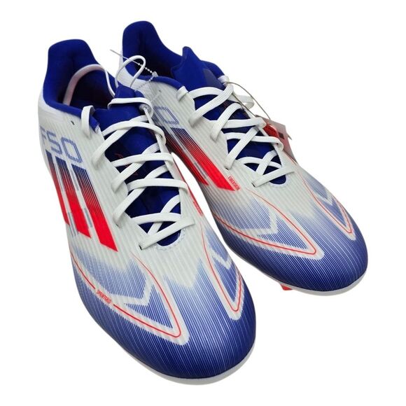 Adidas F50 League FG / MG Soccer Cleats Men Size 13 White / Blue / Red IE0601 - Picture 1 of 11
